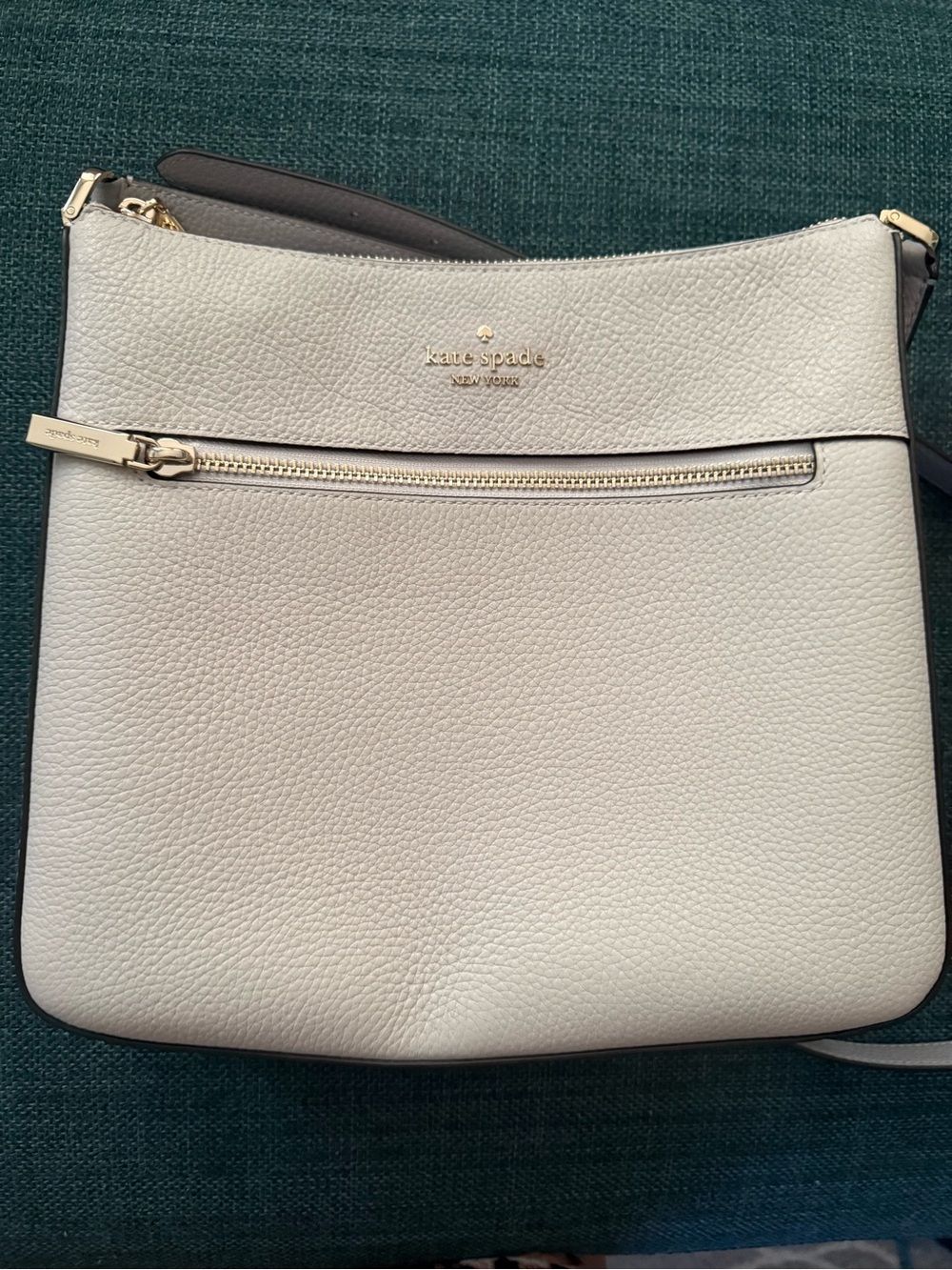 Kate Spade Pebbled Leather Crossbody Bag in Light Gray/Soft Purple